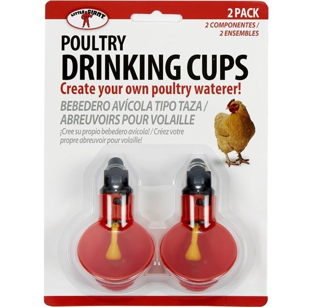 Little Giant Poultry Drinking Cups (2-pack) Durable Plastic Waterer Bowl with Custom Mounting Attachment (Item No. Cup2)