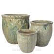 17 in. Flora Planter - Antique Cream over Black