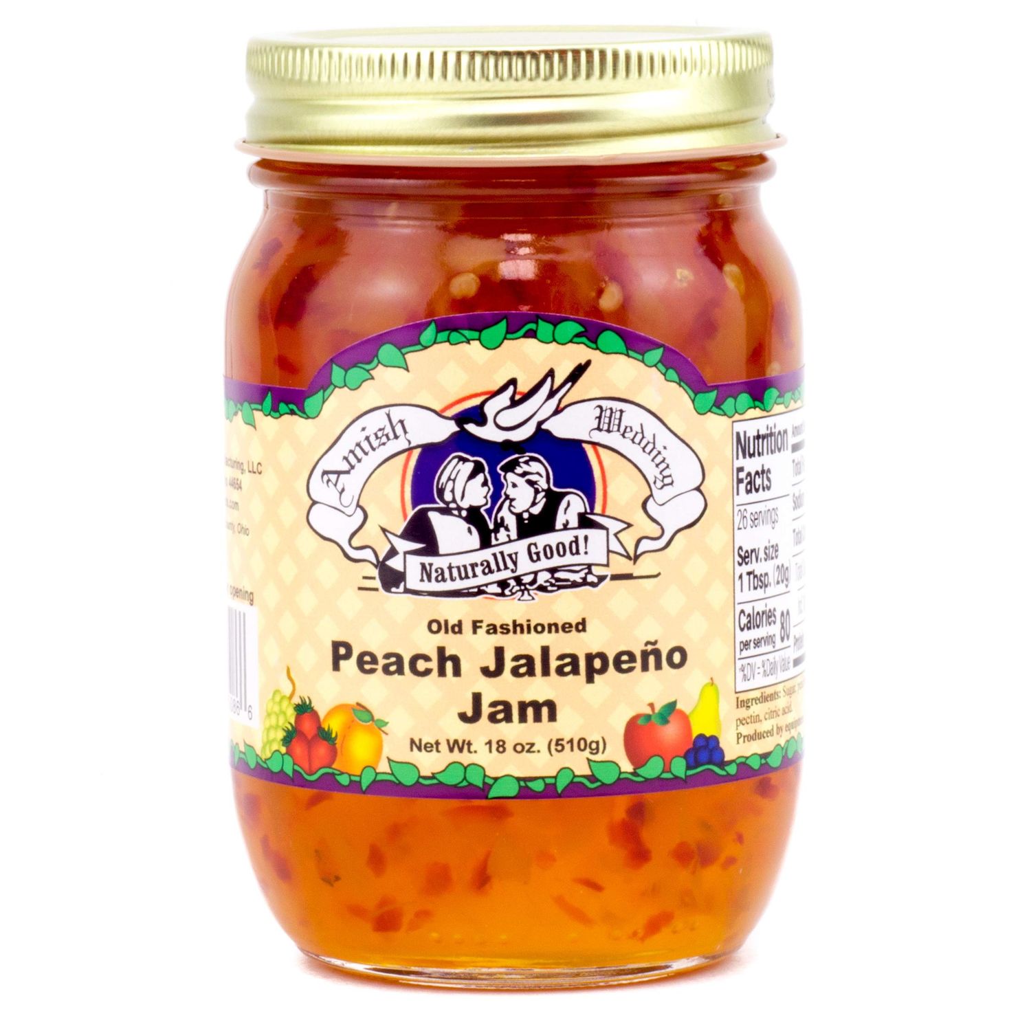 Amish Wedding Old Fashioned Peach Jalapeno Jam 18oz