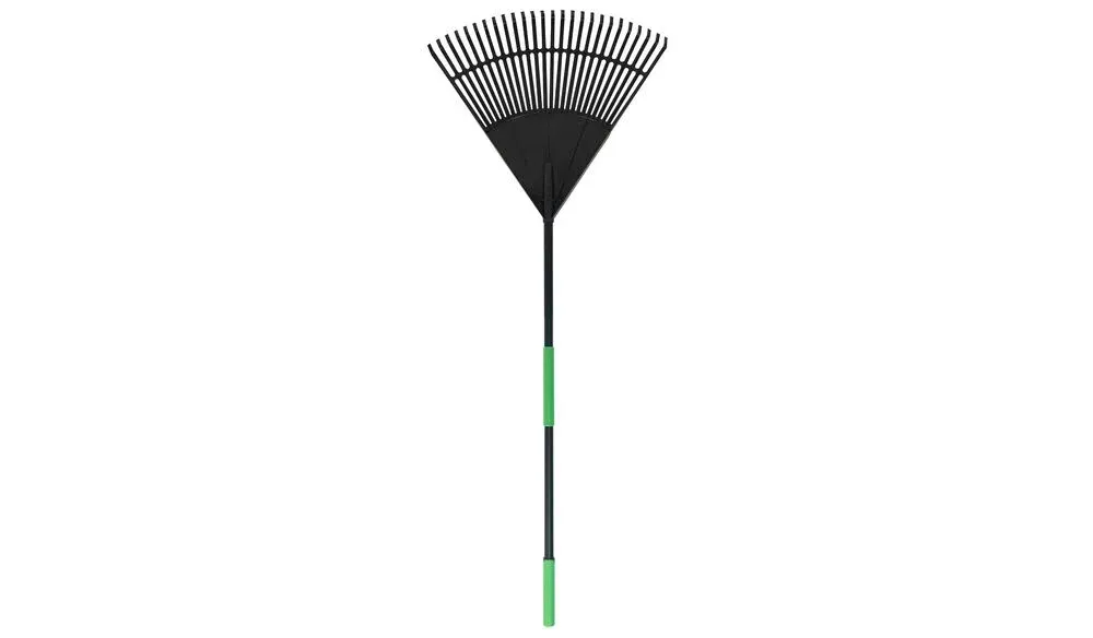 Hooyman Plastic Leaf Rake with Heavy Duty Construction, Fiberglass Core, Ergonomic No-Slip H-Grip Handles, and High Carbon Steel Tines for Gardening, Land Management, Yard Work, Farming, Food Plot
