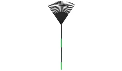 Hooyman Plastic Leaf Rake with Heavy Duty Construction, Fiberglass Core, Ergonomic No-Slip H-Grip Handles, and High Carbon Steel Tines for Gardening, Land Management, Yard Work, Farming, Food Plot