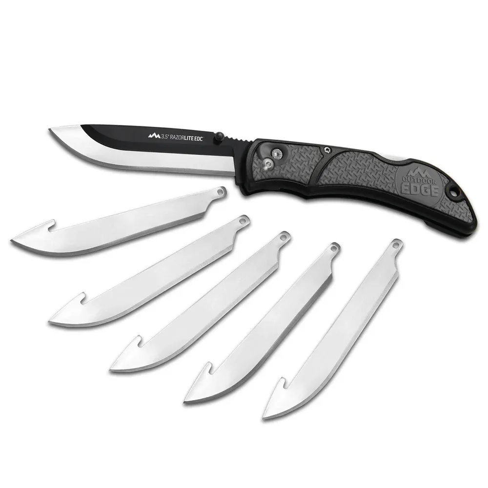 Grey Razor Edge Lit 3.5in with 6 Replacement Blades Outdoor Edge
