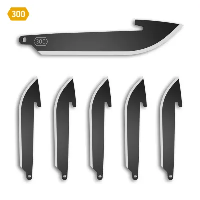 Razor Safe 6 Pack Utility Steel Replacement Black Oxide Blades 3.0 Drop-Point Blades Outdoor Edge