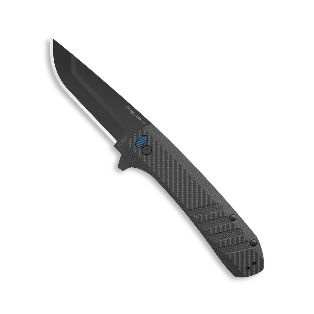 Razor VX4 Carbon Fiber Weave 3.0in with 3 Black Oxide Drop-Point Blades Outdoor Edge