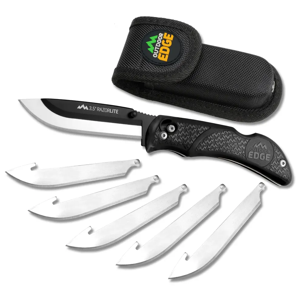 Blue Razor Edge Lit 3.5in with 6 Replacement Blades Outdoor Edge