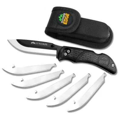 Blue Razor Edge Lit 3.5in with 6 Replacement Blades Outdoor Edge