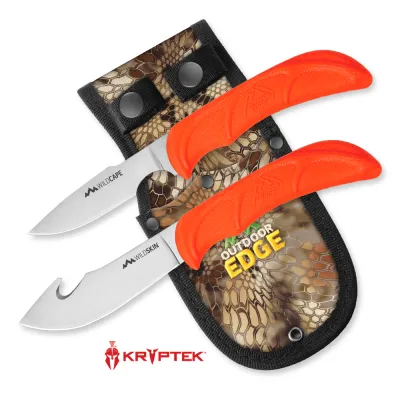 Orange Wild Pair Skinner &amp; Caper Combo with Sheath Outdoor Edge