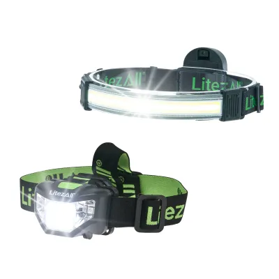 Litezall Waterproof Flashlight and 4 Mode Headlamp Combo