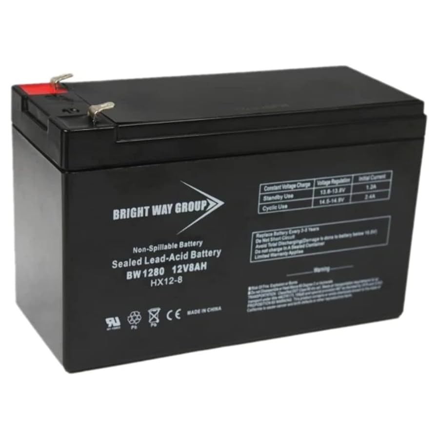 12 Volt Rechargeable Spade Top Battery - 12V 8Ah