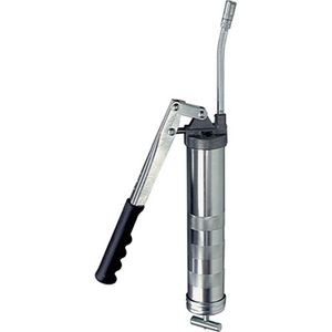 Grease Gun, Industrial Lever, Variable, Plated, w/Pipe