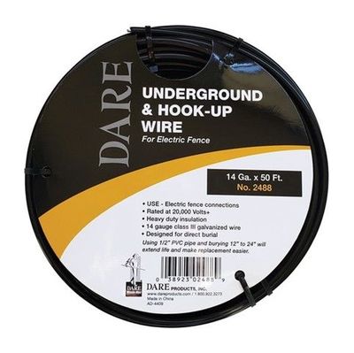 Dare Products Electric Fence Underground 14 Gauge 50' Longand Hook-Up Wire Black