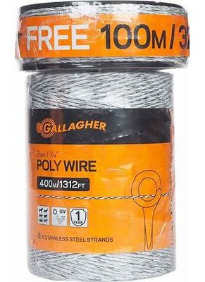 Gallagher Fence Poly Wire White 1312 Feet
