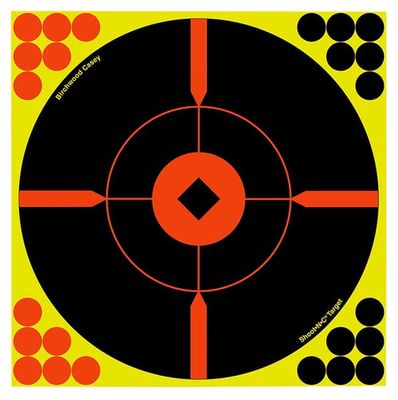 Shoot-N-C Reactive Target Self-Adhesive Paper Black/Yellow/Red 12" Bullseye BMW 5 Pack Birchwood Casey 34015