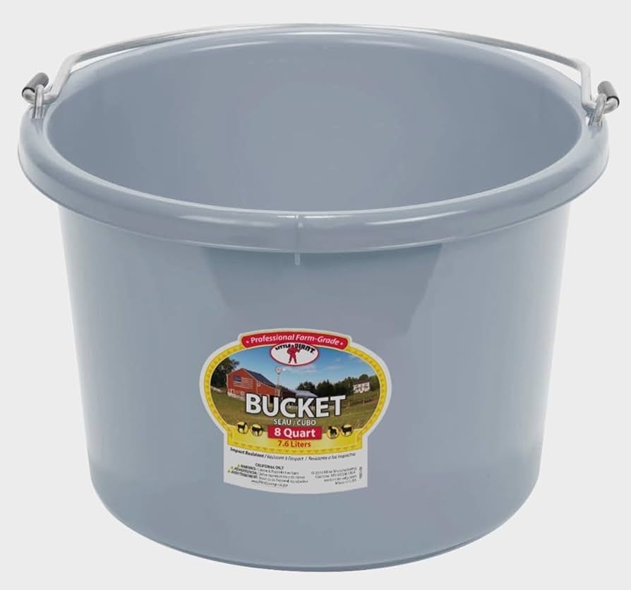 8 Quart Plastic Bucket, Color: Gray