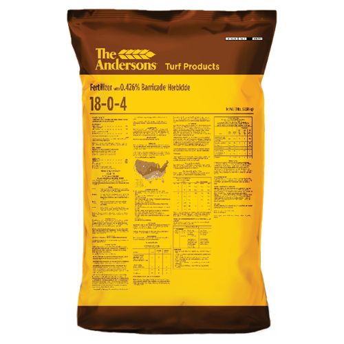 Turf Fertilizer 18-0-4 with 0.426% Barricade Herbicide, 25% Fortify, SGN215 - 50 lb