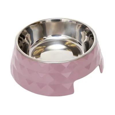 Diamond Melamine Stainless Steel Dog Bowl (Wood Rose): Large (24 oz)