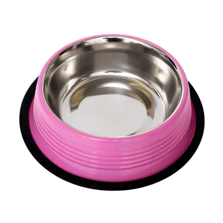 Eco-friendly Non Skid Ribbed Dog Bowl (Carnation Pink): 32 oz