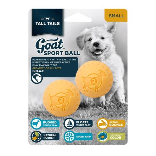 2 in. Goat Ball Dog Toy Yellow 2 Pack