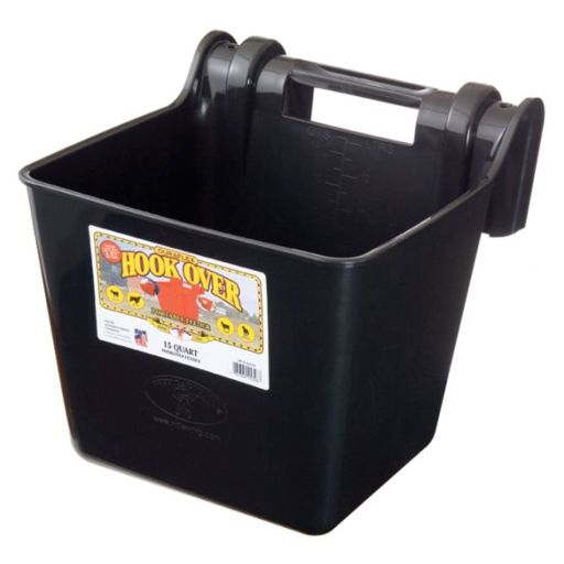 Little Giant 15-Quart Heavy Duty Black Plastic Hook Over Stackable Feeder Bin, Color: Black