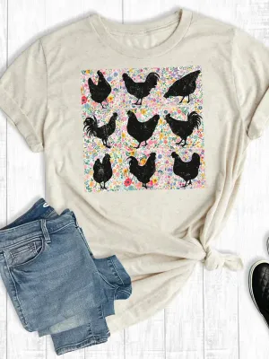 Western Boho Floral Chicken Farm Graphic Tee
