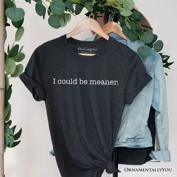 I Could Be Meaner T-Shirt, Sarcastic Quote Minimalist Tee, Size: Medium