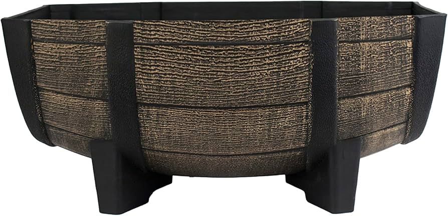 Whiskey Barrel Bowl Dark Oak 16"