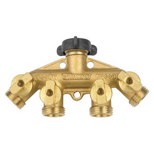 Gilmour Connector 4-Way with Shut-Off Valve - Brass