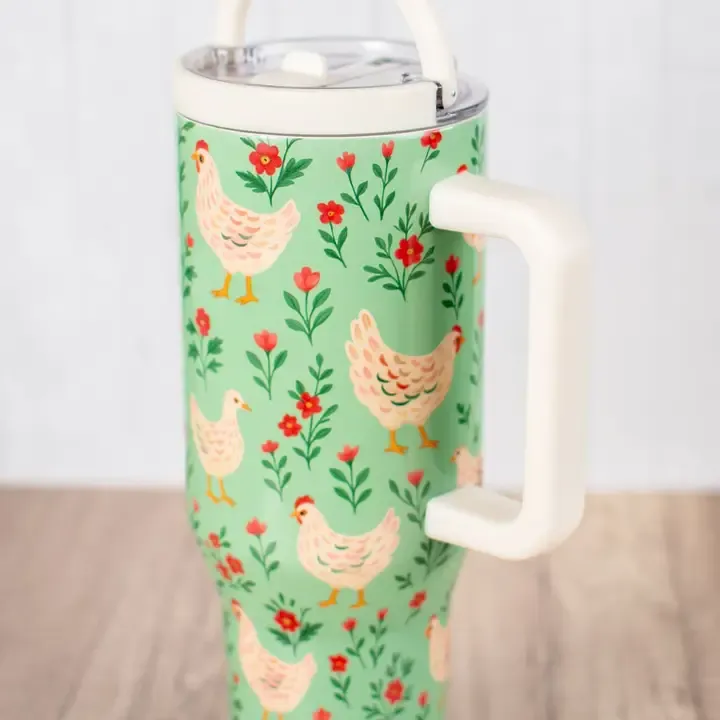 Green Chickens &amp; Blooms 40oz Water Tank Tumbler