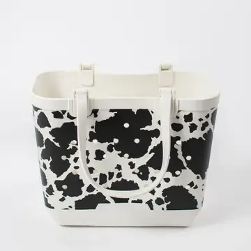 Western Cow Print Rubber Beach Tote Bag - Large