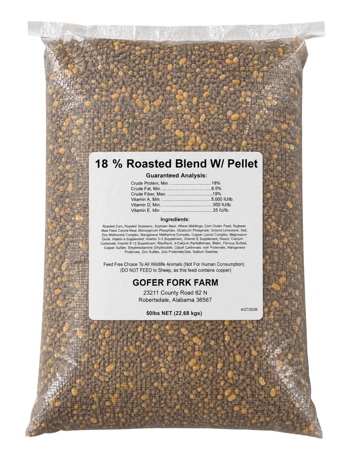 18% Dixie Blend Roasted Blend W/ Pellet / Corn Soybean, Quantity: Per Bag Price (Less Than 40 Bags)