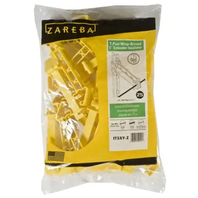 T Post Wrap Around 5″ Extended Insulator 25pk Yellow