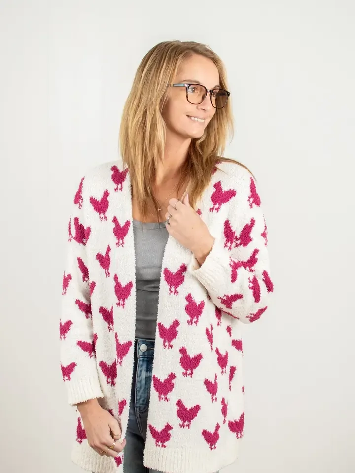 Pink Chicken Luxe Cardigan, Size: S/M