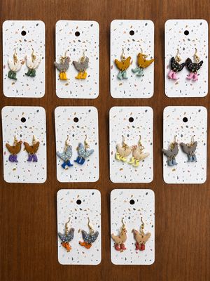 Chickens with Boots Earrings