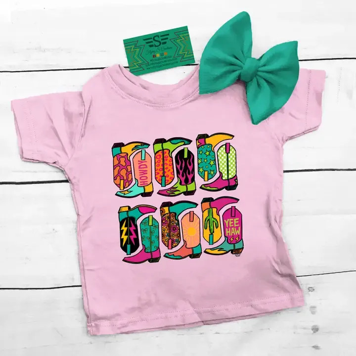 Girls Vibrant Boot Scootin' Tee, Size: YS