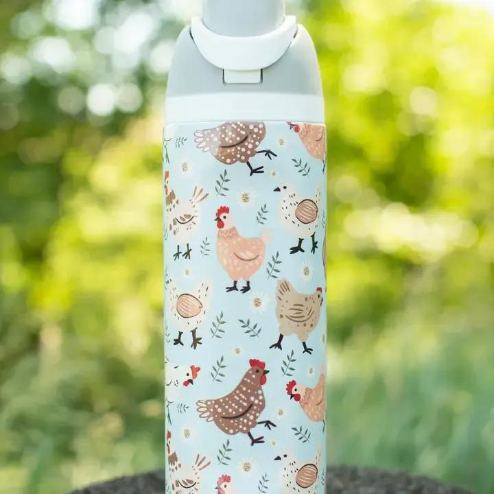 Blue Chickens &amp; Blooms 24oz Skinny Silo Tumbler