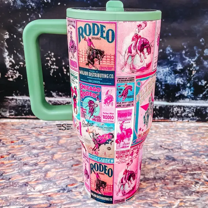 Pink Rodeo Poster Flip Top Tumbler 40oz