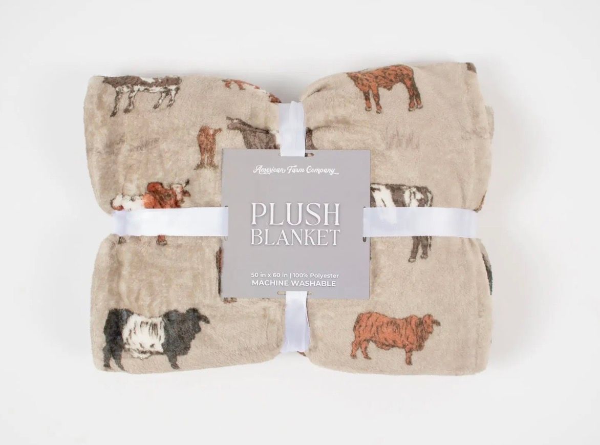 Vintage Cattle Plush Blanket