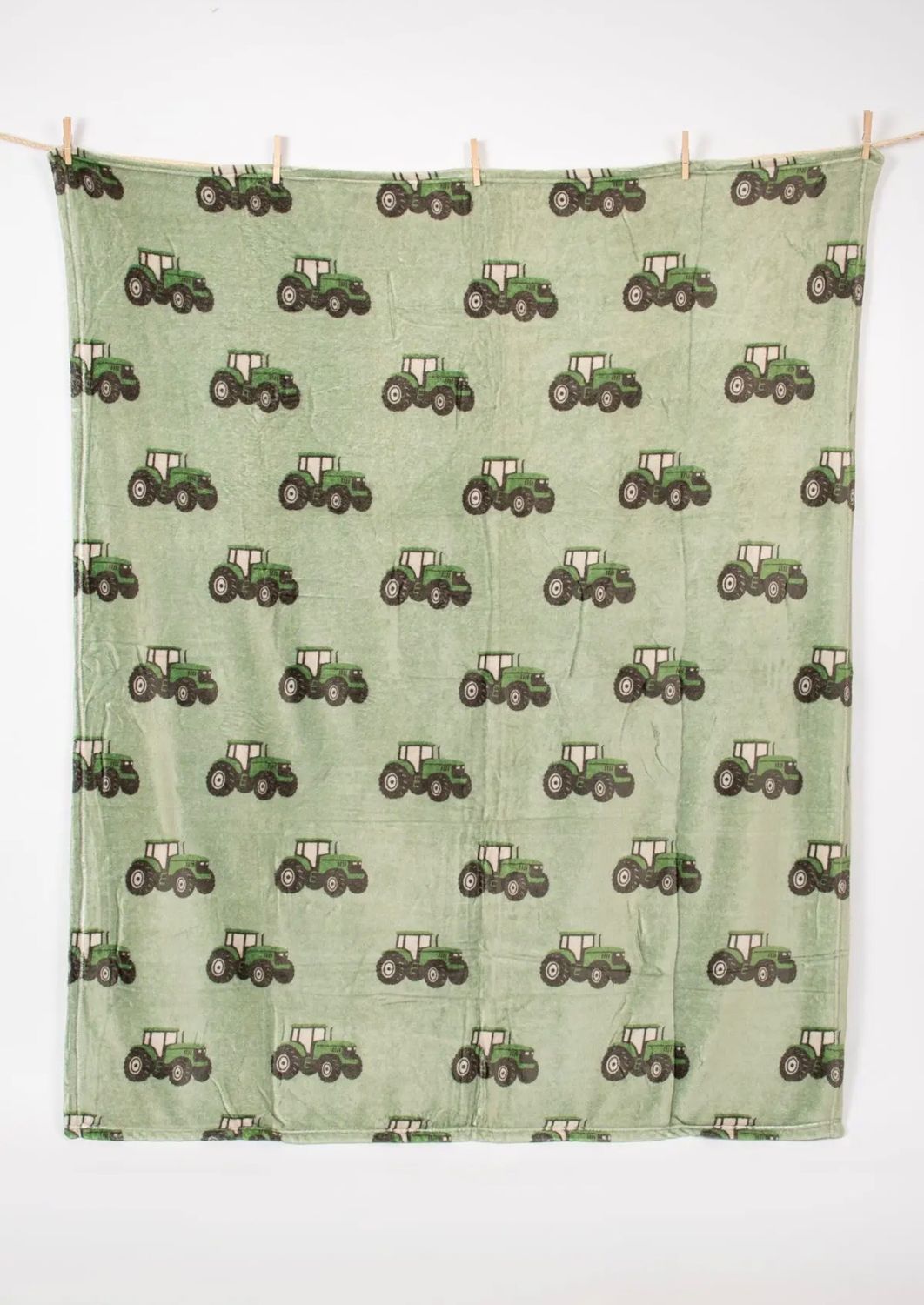 Classic Green Tractor Plush Blanket