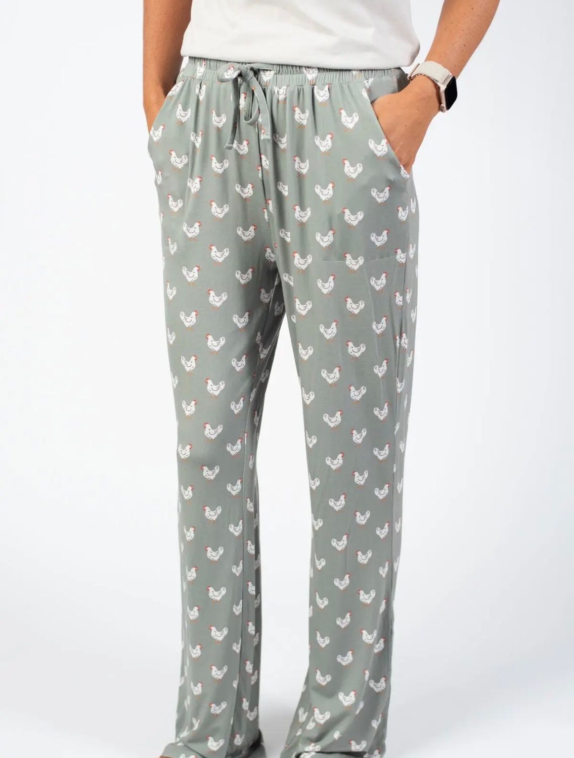 Sage Chicken Adult Bamboo Pajama Pants, Size: Large