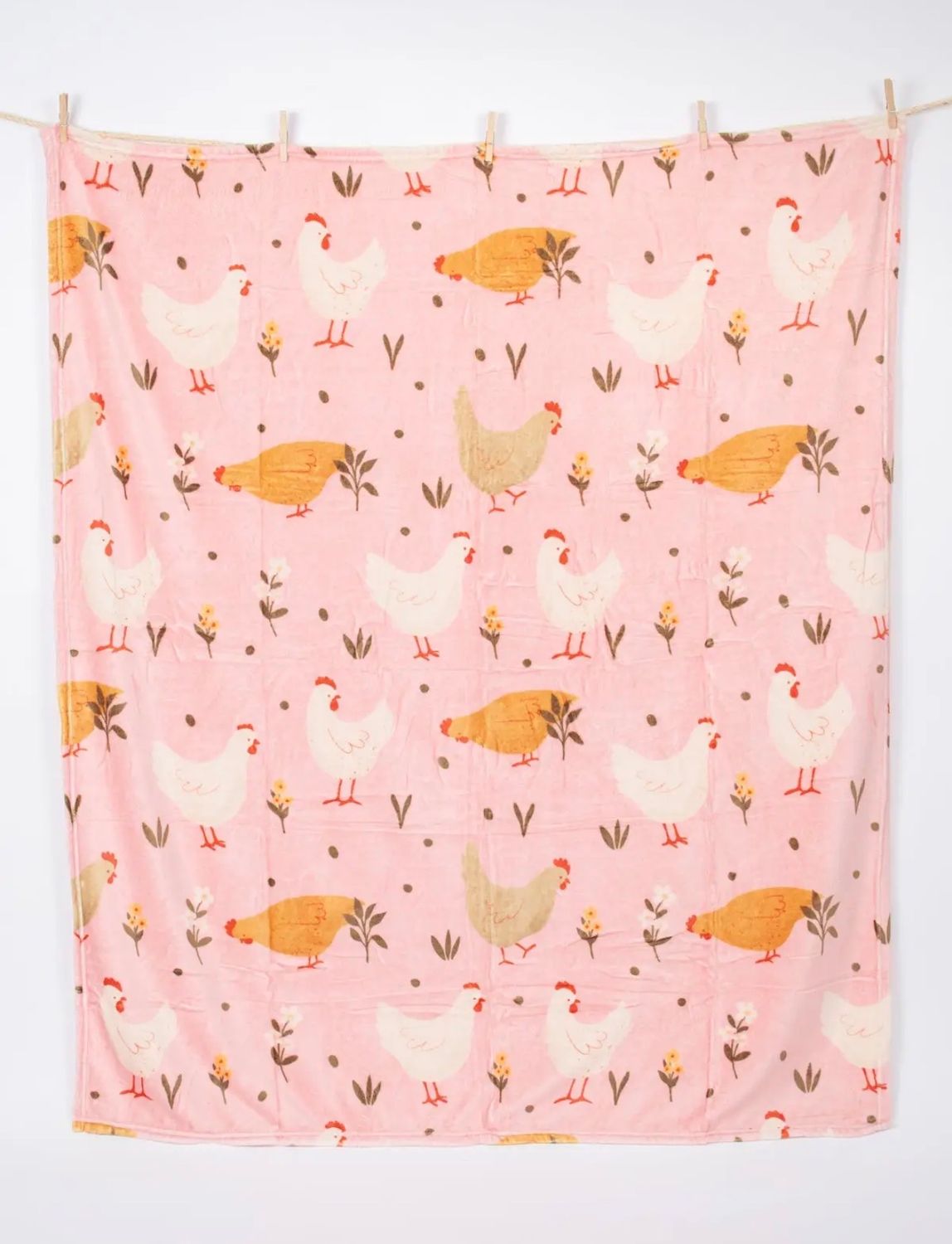 Pink Cottage Chicken Plush Blanket