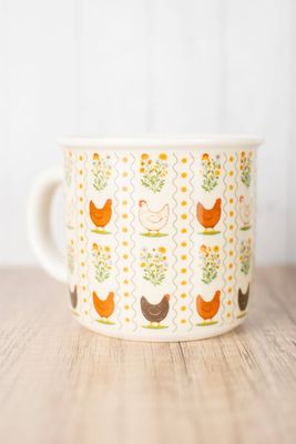 Vintage Chicken Floral Ceramic Mug