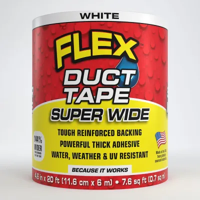 Flex Seal Duct Tape, Peel Back, 20 ft L, 4.6 in W, Mesh Backing