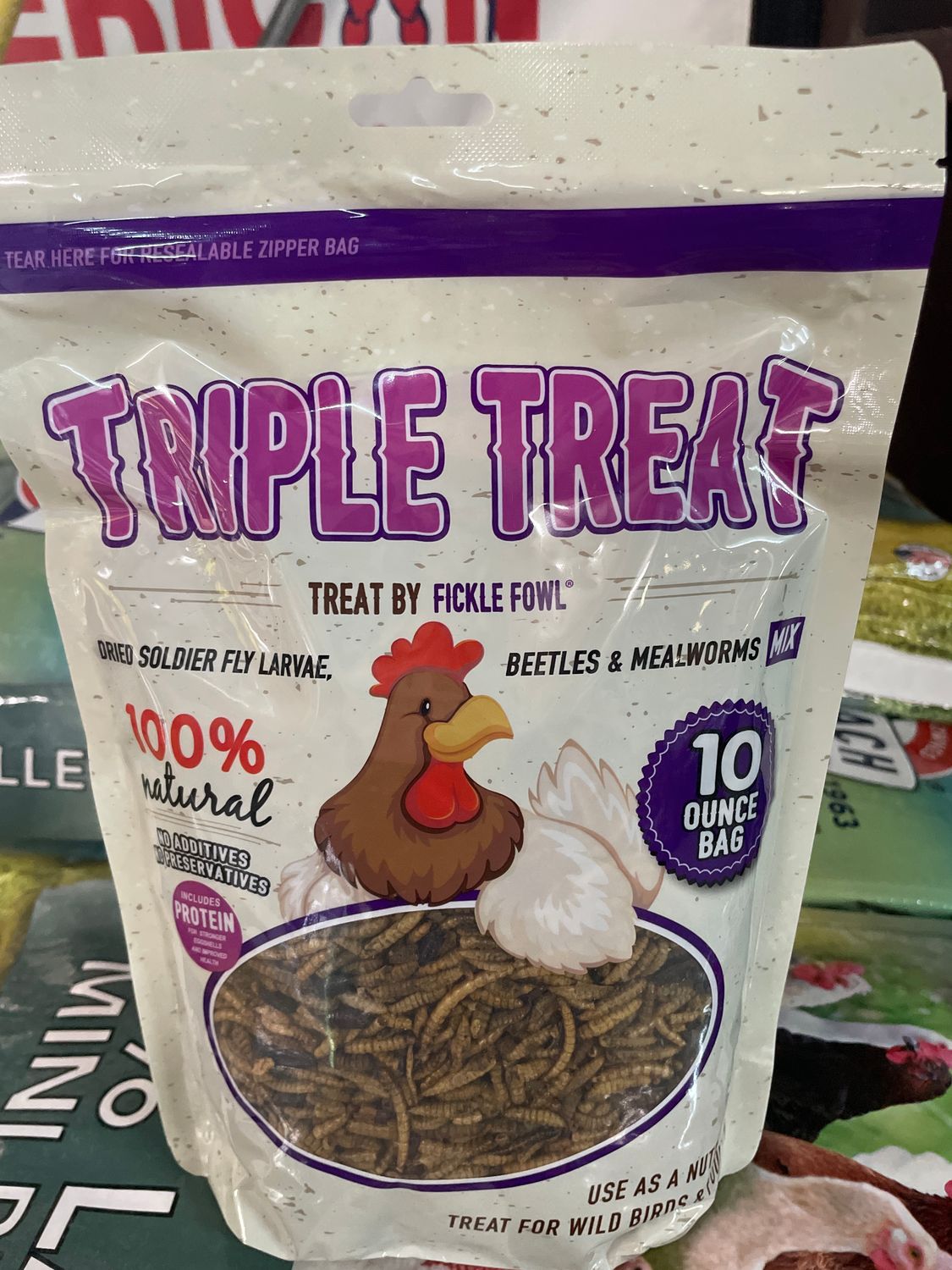 Triple Treat Mix Mealworms, Fly Larvae, &amp; Beetles 10oz