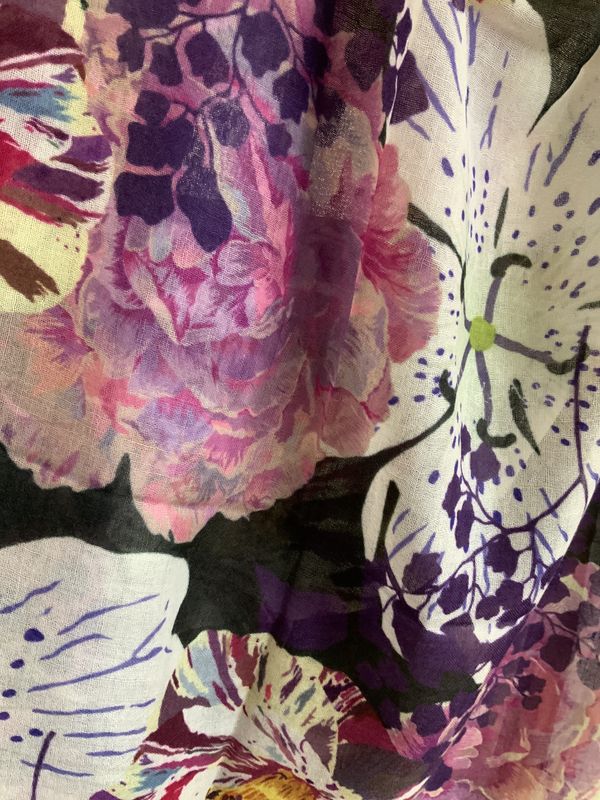 Scarf Wool & Silk Floral