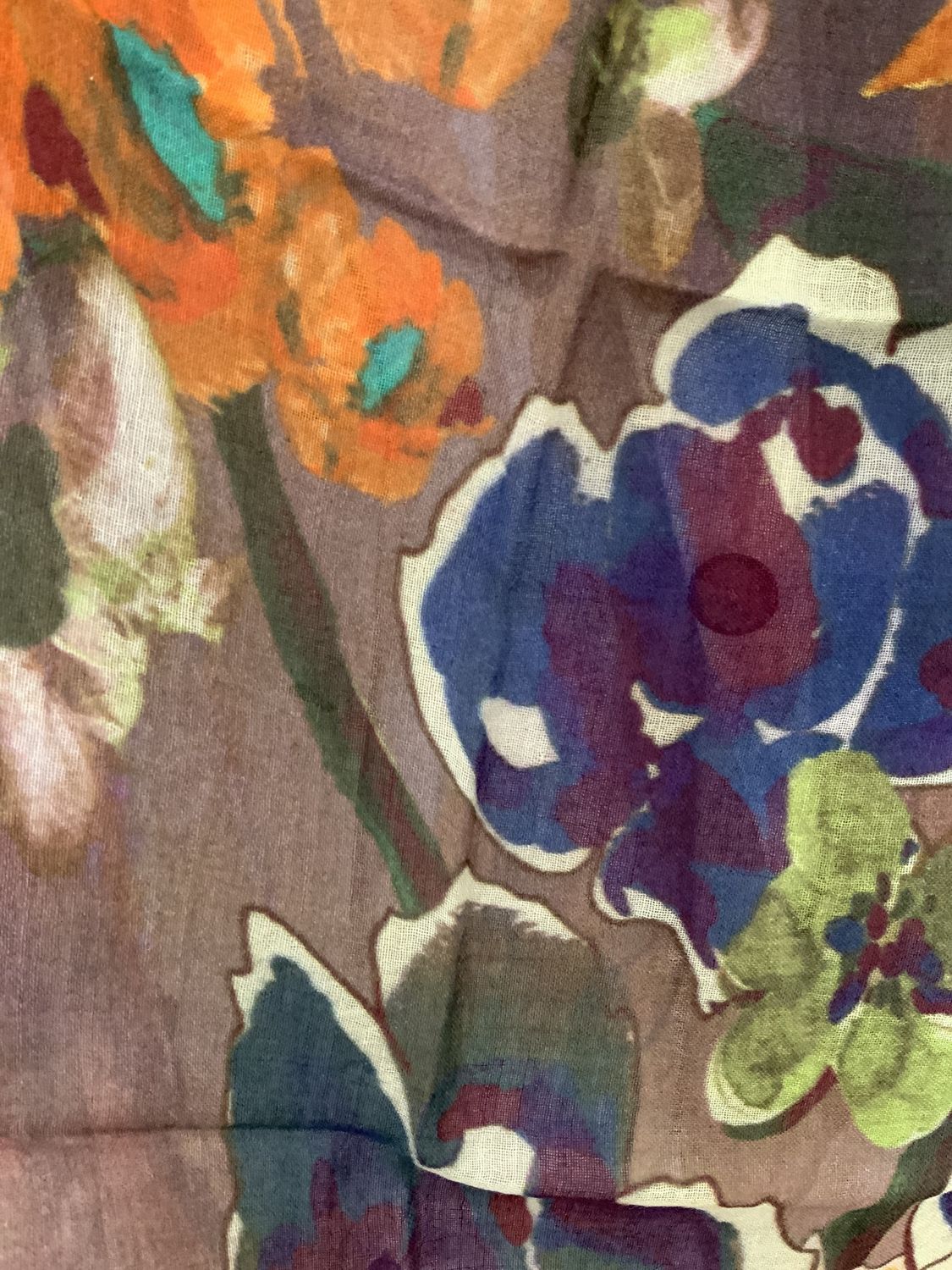 Scarf Wool & Silk Floral, Style: Gisella Autumn Warmth