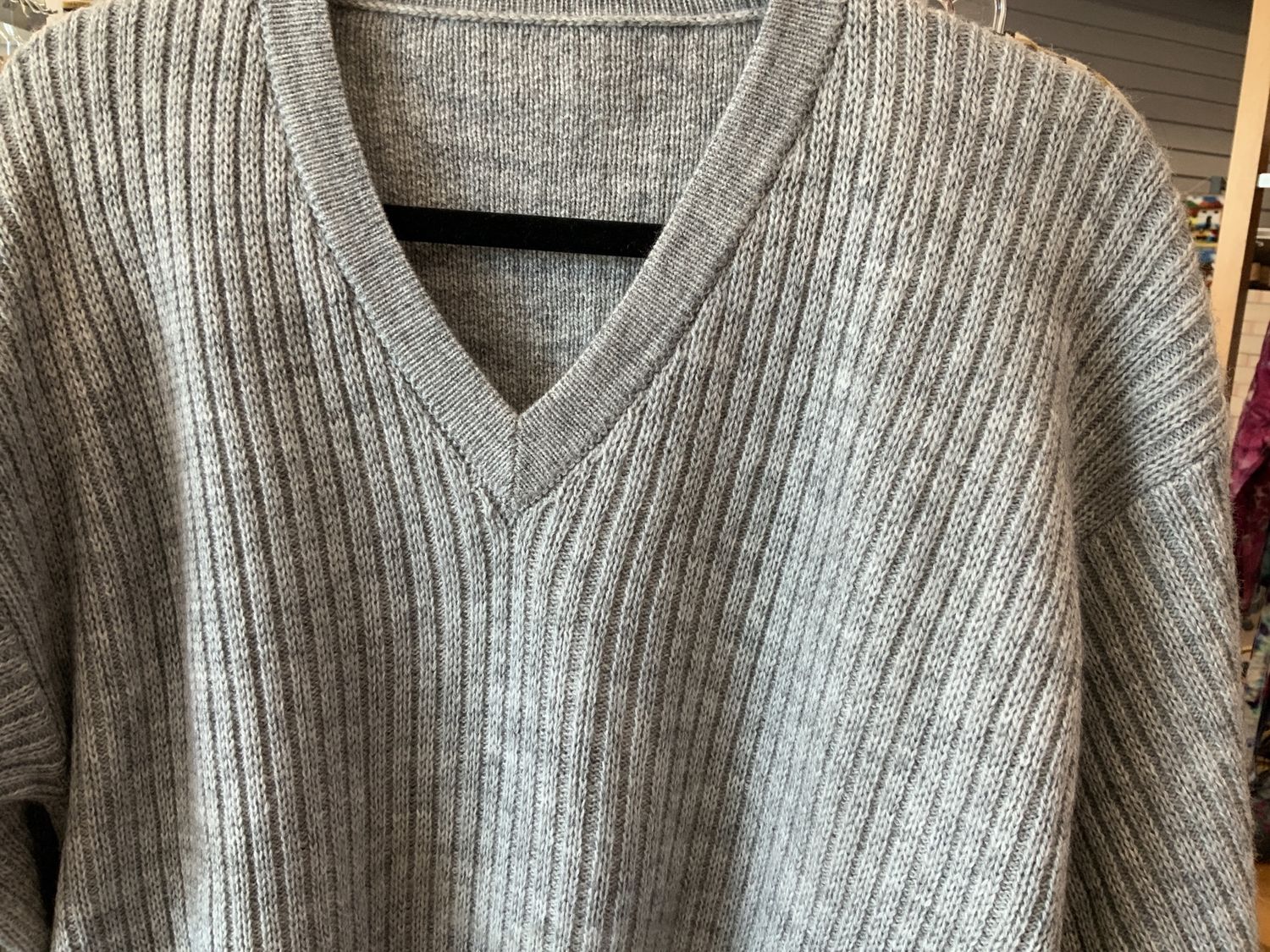 Solid Light Grey v-neck knit