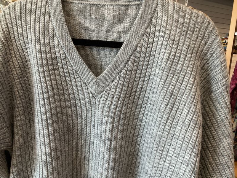 Solid Light Grey v-neck knit