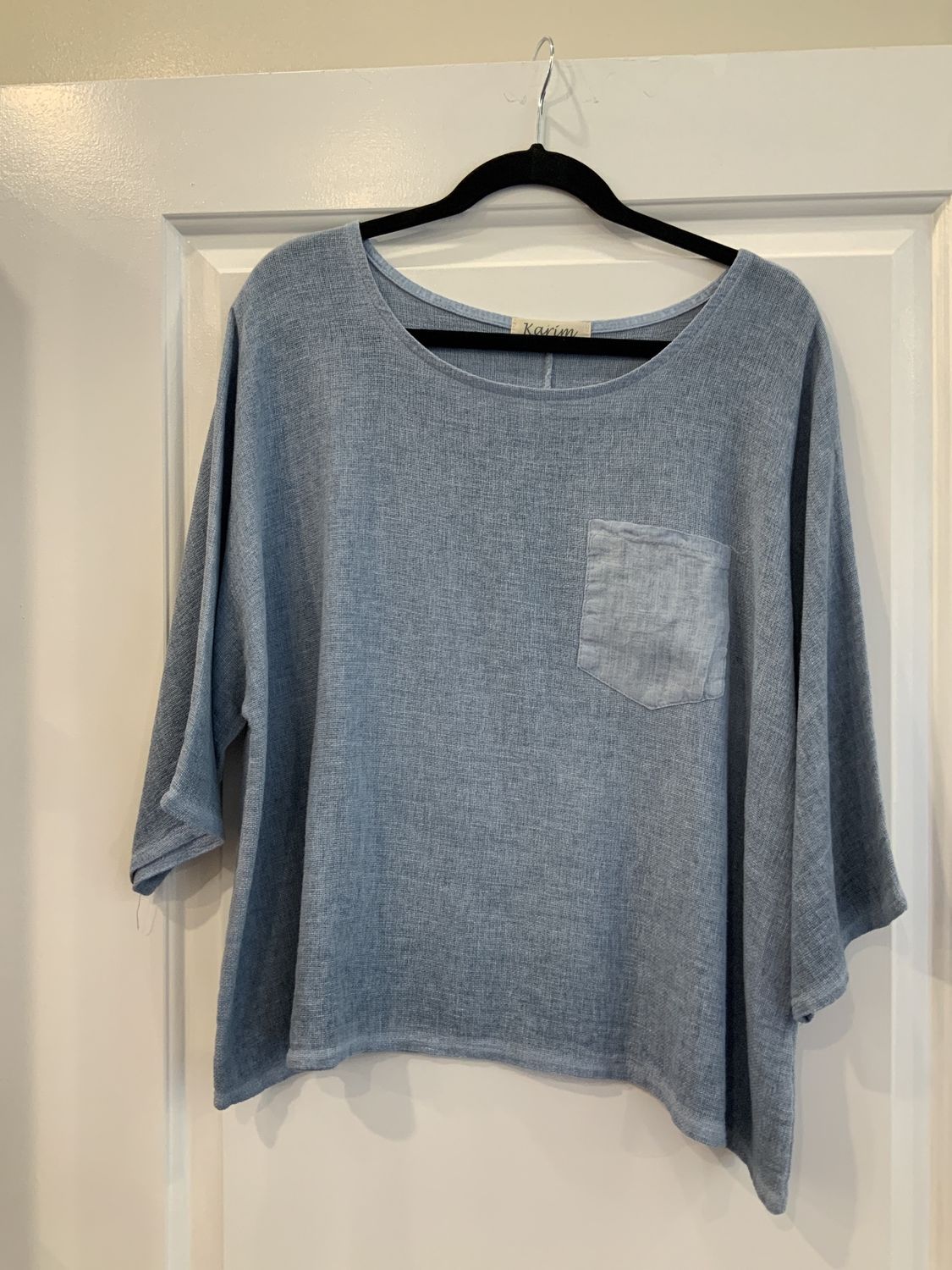 Karin Pocket Blouse, Color: Dusty Blue