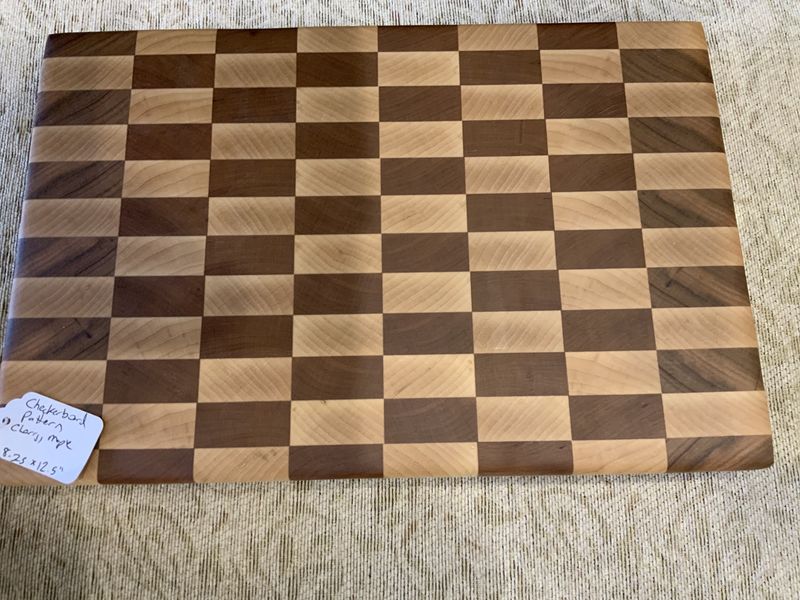 Wood Cutting Board - Checkerboard 8.25”x12.5”