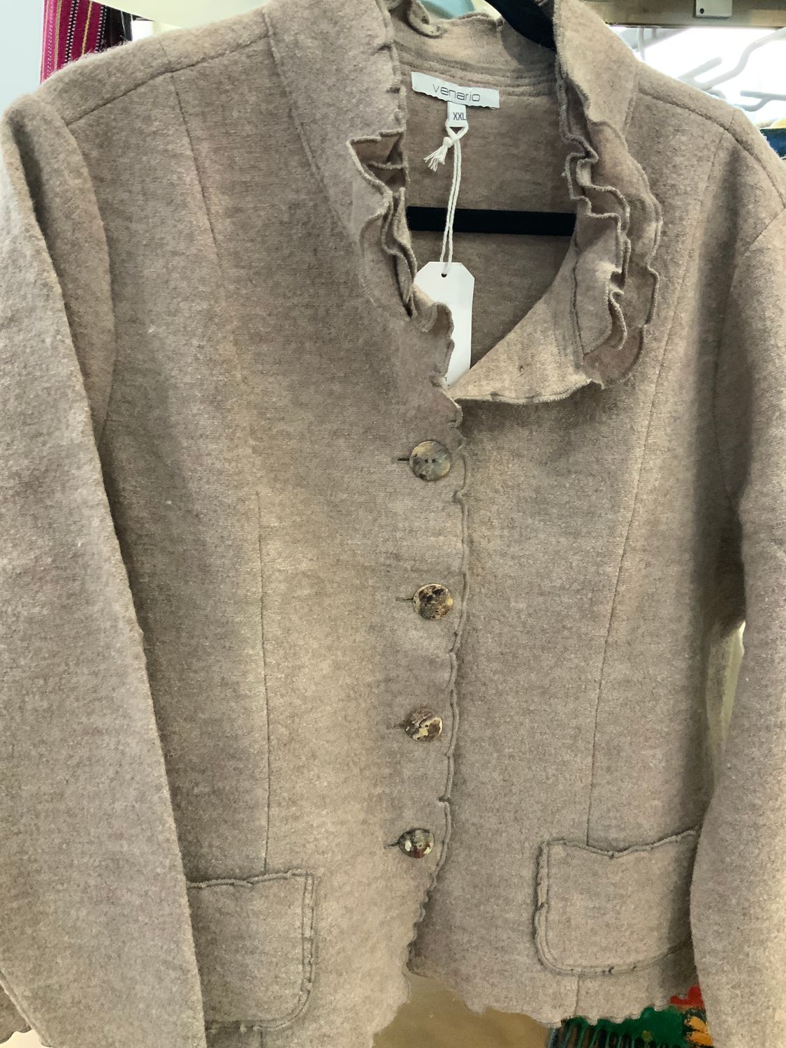Wool Jacket, Color: Beige, Size: Small